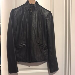 Calvin Klein black leather jacket small